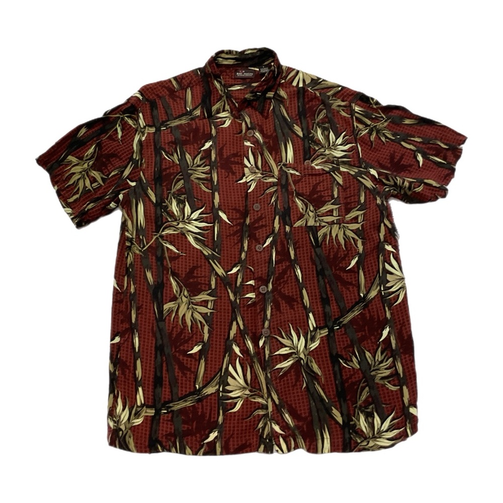 Red Macaw Floral Button-Up Shirt